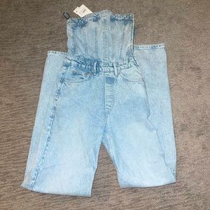ZARA Corset Denim Jumpsuit Size Xsmall